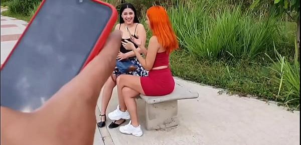  Martina lets two strangers control her toy in a park till squirt